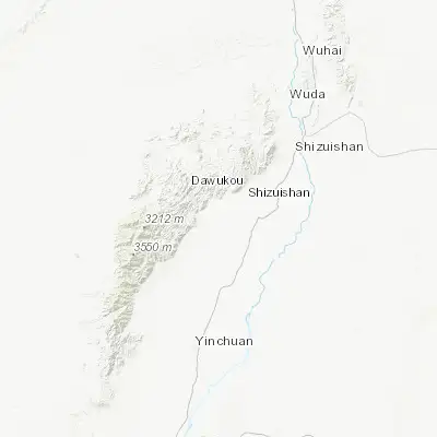 Map showing location of Shizuishan (38.980820, 106.389200)