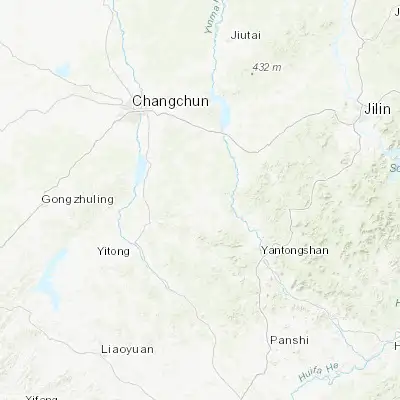 Map showing location of Shuangyang (43.524170, 125.673610)