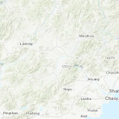 Map showing location of Shuizhai (23.929610, 115.764990)