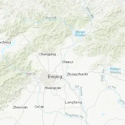 Map showing location of Shunyi (40.121750, 116.647830)