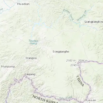 Map showing location of Songjianghe (42.185900, 127.478950)