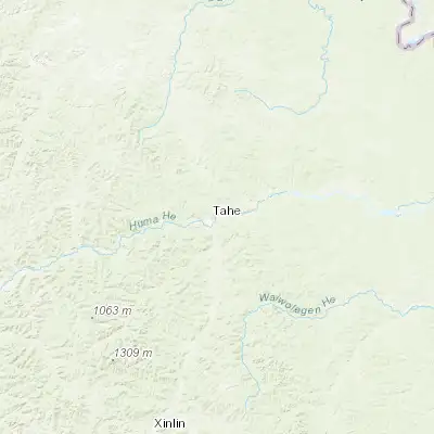 Map showing location of Tahe (52.333330, 124.733330)