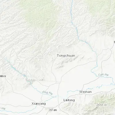 Map showing location of Tongchuanshi (35.074740, 109.084950)