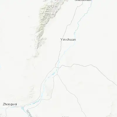Map showing location of Wanghong (38.212500, 106.225000)
