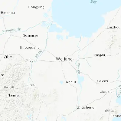 Map showing location of Weifang (36.710000, 119.101940)