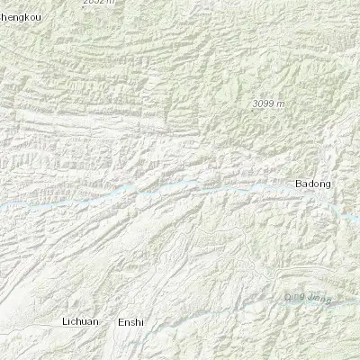 Map showing location of Wushan (31.077490, 109.876390)