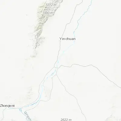Map showing location of Wutongshu (38.183330, 106.283330)