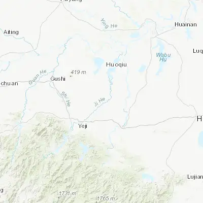 Map showing location of Wuyang (31.992500, 116.247220)