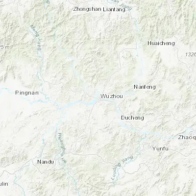 Map showing location of Wuzhou (23.480540, 111.288480)
