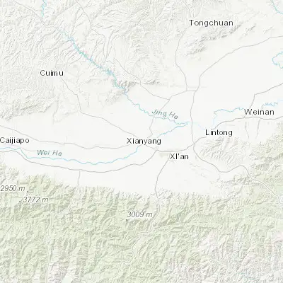 Map showing location of Xianyang (34.337780, 108.702610)