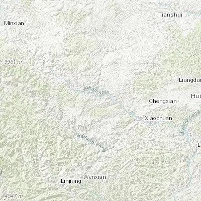 Map showing location of Xiaoliang (33.758880, 105.086290)