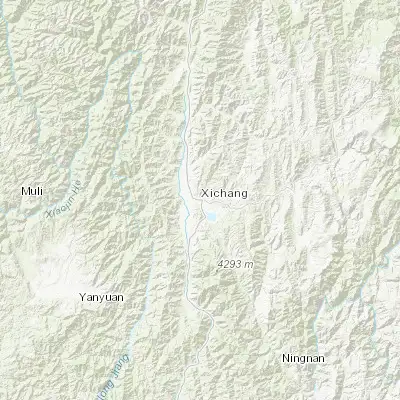 Map showing location of Xichang (27.896420, 102.263410)