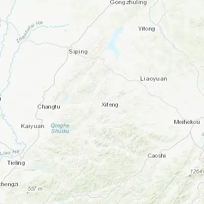 Map showing location of Xifeng (42.737220, 124.722220)