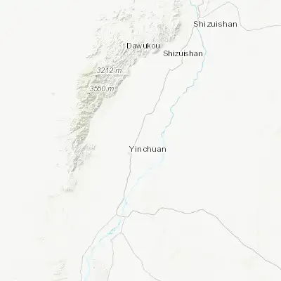 Map showing location of Xigang (38.552580, 106.348050)