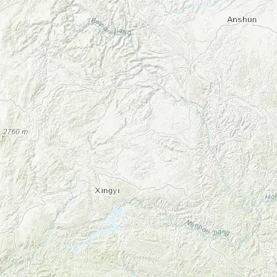Map showing location of Xingren (25.433330, 105.233330)