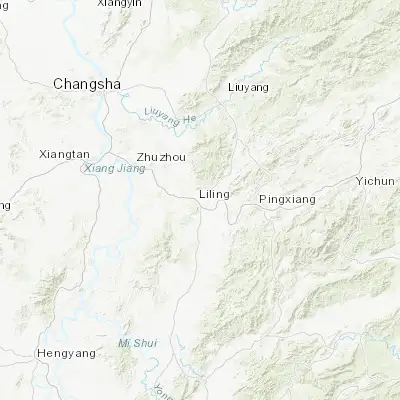 Map showing location of Xishan (27.666670, 113.500000)