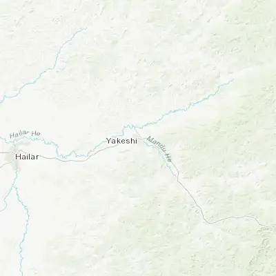 Map showing location of Yakeshi (49.283330, 120.733330)