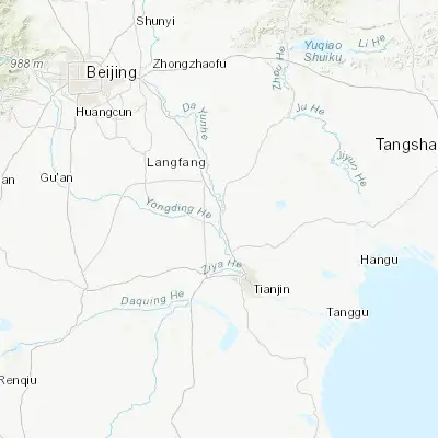 Map showing location of Yangcun (39.363890, 117.060280)