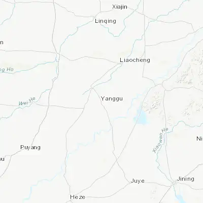 Map showing location of Yanggu (36.110560, 115.775280)
