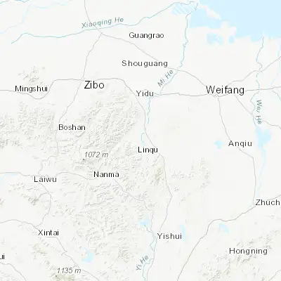 Map showing location of Yeyuan (36.416670, 118.500000)