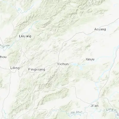 Map showing location of Yichun (27.833330, 114.400000)