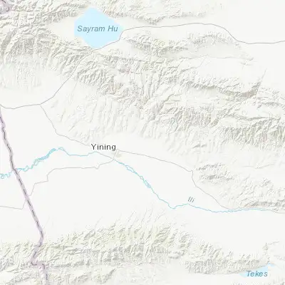 Map showing location of Yining (43.977990, 81.518040)