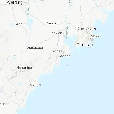 Map showing location of Yinzhu (35.878610, 119.975280)