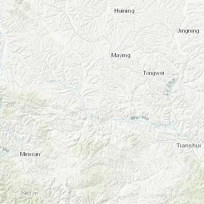 Map showing location of Yupan (34.916510, 104.915580)