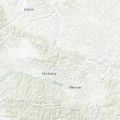 Map showing location of Zangbawa (34.877250, 103.861700)