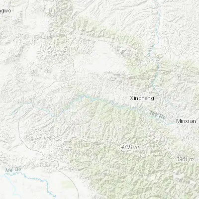 Map showing location of Zhagulu (34.653330, 103.185000)