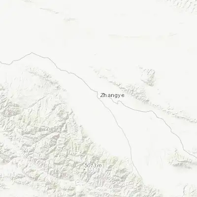 Map showing location of Zhangye (38.934170, 100.451670)
