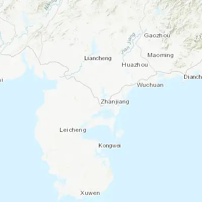Map showing location of Zhanjiang (21.233910, 110.387490)