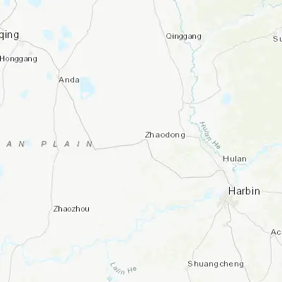 Map showing location of Zhaodong (46.052230, 125.955200)
