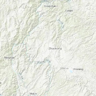 Map showing location of Zhaotong (27.316670, 103.716670)