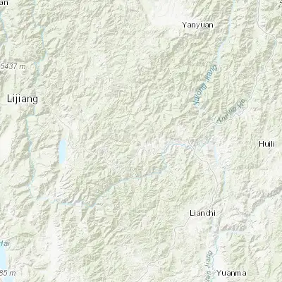Map showing location of Zhongxin (26.616670, 101.271540)