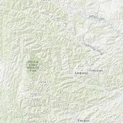 Map showing location of Zhongzhai (33.191330, 104.420090)