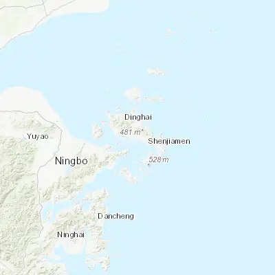 Map showing location of Zhoushan (29.988690, 122.204880)