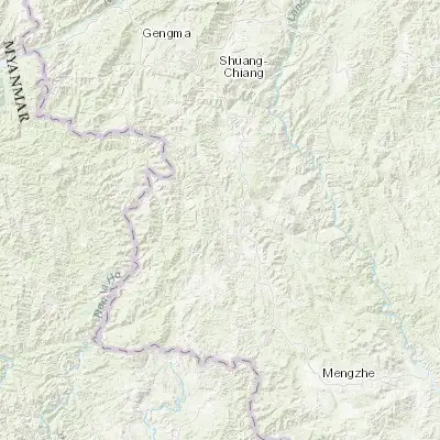 Map showing location of Zhutang (22.715200, 99.807150)