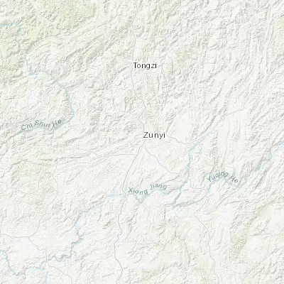 Map showing location of Zunyi (27.686670, 106.907220)