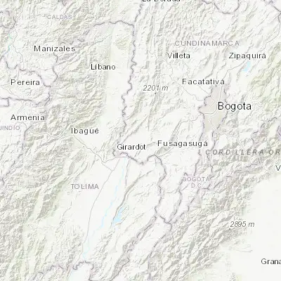 Map showing location of Agua de Dios (4.376480, -74.669950)