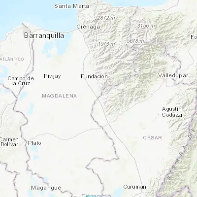Map showing location of Ariguaní (10.250000, -74.000000)