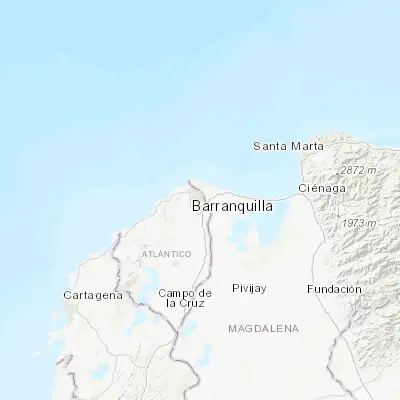 Map showing location of Barranquilla (10.968540, -74.781320)