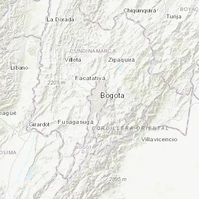 Map showing location of Bogotá (4.609710, -74.081750)