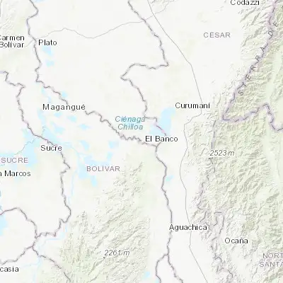 Map showing location of El Banco (9.001140, -73.975810)