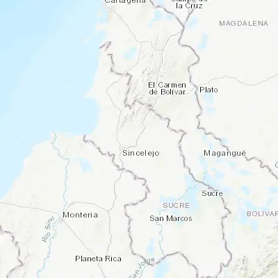 Map showing location of Los Palmitos (9.378990, -75.267690)