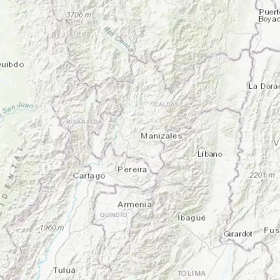 Map showing location of Manizales (5.068890, -75.517380)