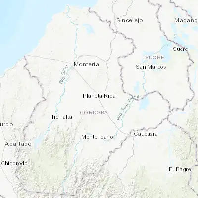 Map showing location of Planeta Rica (8.411500, -75.585080)