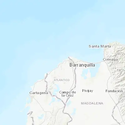 Map showing location of Puerto Colombia (10.987780, -74.954720)