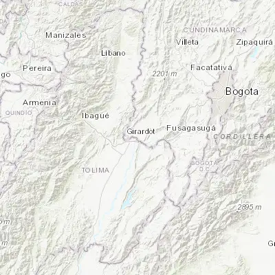 Map showing location of Ricaurte (4.280750, -74.764690)