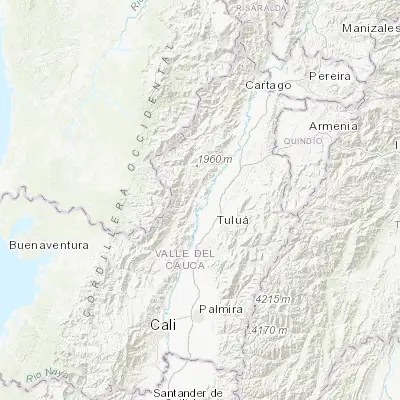 Map showing location of Riofrío (4.157100, -76.288520)
